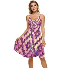 Cute Glitter Aztec Design Sleeveless Tie Front Chiffon Dress by nateshop