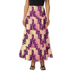 Cute Glitter Aztec Design Tiered Ruffle Maxi Skirt