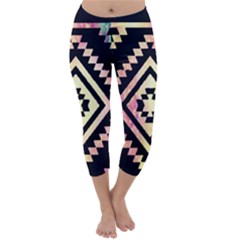 Cute Neon Aztec Galaxy Capri Winter Leggings  by nateshop