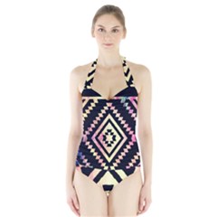 Cute Neon Aztec Galaxy Halter Swimsuit by nateshop