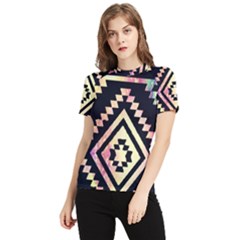 Cute Neon Aztec Galaxy Women s Short Sleeve Rash Guard