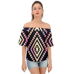 Cute Neon Aztec Galaxy Off Shoulder Short Sleeve Top by nateshop