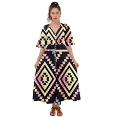 Cute Neon Aztec Galaxy Kimono Sleeve Boho Dress by nateshop