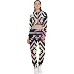 Cute Neon Aztec Galaxy Cropped Zip Up Lounge Set by nateshop