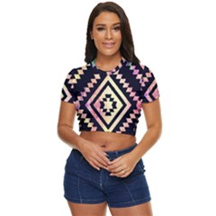 Cute Neon Aztec Galaxy Side Button Cropped T-shirt by nateshop