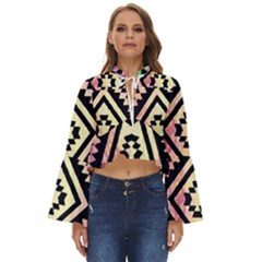 Cute Neon Aztec Galaxy Boho Long Bell Sleeve Top by nateshop