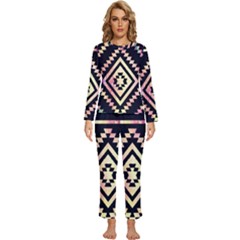 Cute Neon Aztec Galaxy Womens  Long Sleeve Lightweight Pajamas Set by nateshop