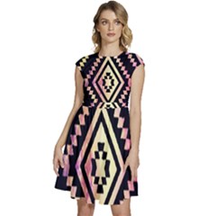 Cute Neon Aztec Galaxy Cap Sleeve High Waist Dress by nateshop