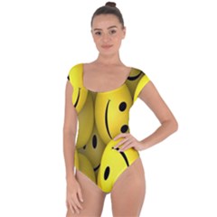 Emoji, Colour, Faces, Smile, Wallpaper Short Sleeve Leotard  by nateshop