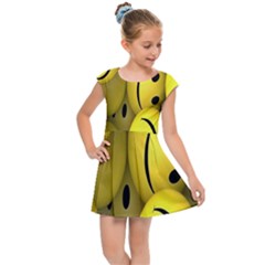 Emoji, Colour, Faces, Smile, Wallpaper Kids  Cap Sleeve Dress by nateshop