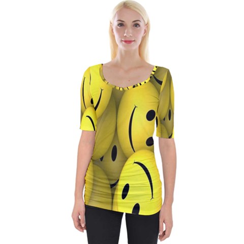 Emoji, Colour, Faces, Smile, Wallpaper Wide Neckline T-shirt by nateshop