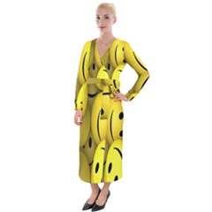 Emoji, Colour, Faces, Smile, Wallpaper Velvet Maxi Wrap Dress by nateshop