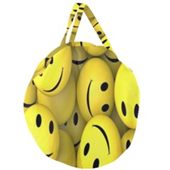 Emoji, Colour, Faces, Smile, Wallpaper Giant Round Zipper Tote by nateshop