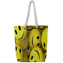 Emoji, Colour, Faces, Smile, Wallpaper Full Print Rope Handle Tote (small) by nateshop