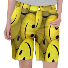 Emoji, Colour, Faces, Smile, Wallpaper Women s Pocket Shorts