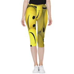 Emoji, Colour, Faces, Smile, Wallpaper Inside Out Lightweight Velour Capri Leggings  by nateshop