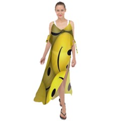 Emoji, Colour, Faces, Smile, Wallpaper Maxi Chiffon Cover Up Dress by nateshop