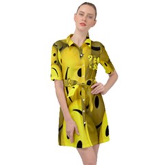 Emoji, Colour, Faces, Smile, Wallpaper Belted Shirt Dress by nateshop