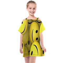 Emoji, Colour, Faces, Smile, Wallpaper Kids  One Piece Chiffon Dress by nateshop