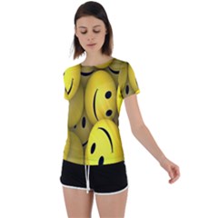 Emoji, Colour, Faces, Smile, Wallpaper Back Circle Cutout Sports T-shirt by nateshop