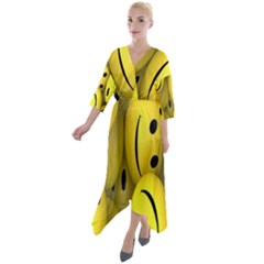 Emoji, Colour, Faces, Smile, Wallpaper Quarter Sleeve Wrap Front Maxi Dress by nateshop