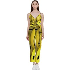 Emoji, Colour, Faces, Smile, Wallpaper V-neck Camisole Jumpsuit by nateshop