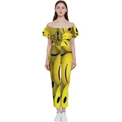 Emoji, Colour, Faces, Smile, Wallpaper Bardot Ruffle Jumpsuit by nateshop