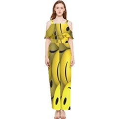 Emoji, Colour, Faces, Smile, Wallpaper Draped Sleeveless Chiffon Jumpsuit