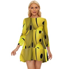 Emoji, Colour, Faces, Smile, Wallpaper Long Sleeve Babydoll Dress by nateshop