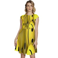 Emoji, Colour, Faces, Smile, Wallpaper Cap Sleeve High Waist Dress by nateshop