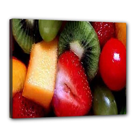 Fruits, Food, Green, Red, Strawberry, Yellow Canvas 20  X 16  (stretched) by nateshop