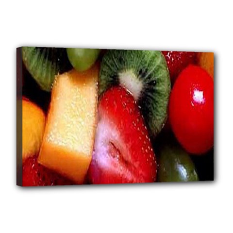 Fruits, Food, Green, Red, Strawberry, Yellow Canvas 18  X 12  (stretched) by nateshop