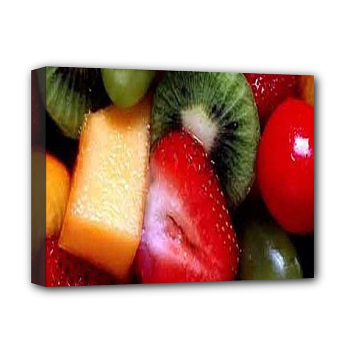 Fruits, Food, Green, Red, Strawberry, Yellow Deluxe Canvas 16  x 12  (Stretched) 