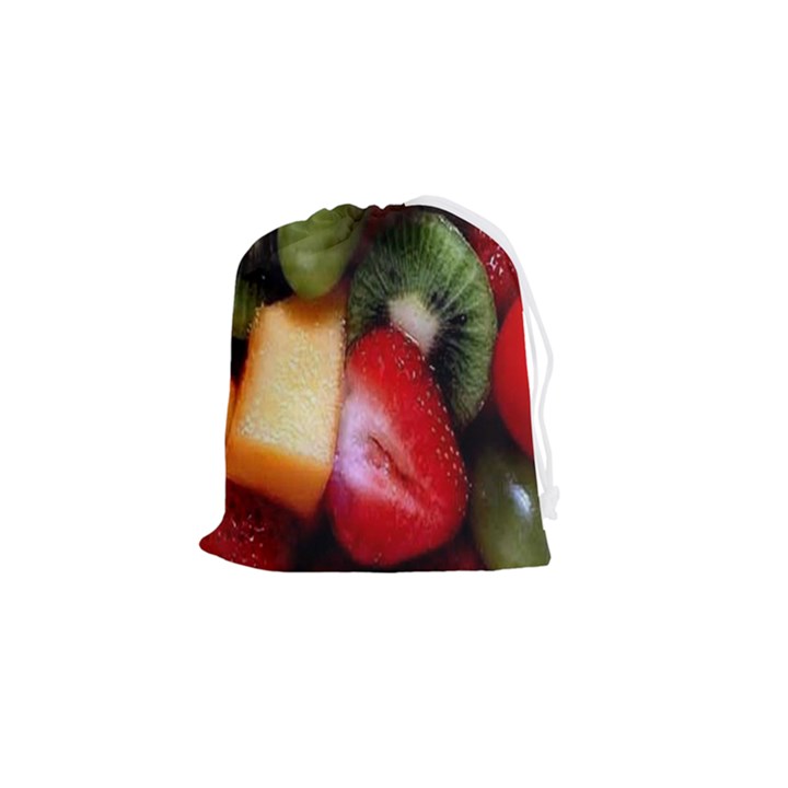 Fruits, Food, Green, Red, Strawberry, Yellow Drawstring Pouch (Small)