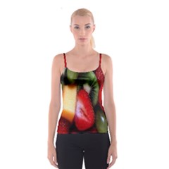 Fruits, Food, Green, Red, Strawberry, Yellow Spaghetti Strap Top by nateshop