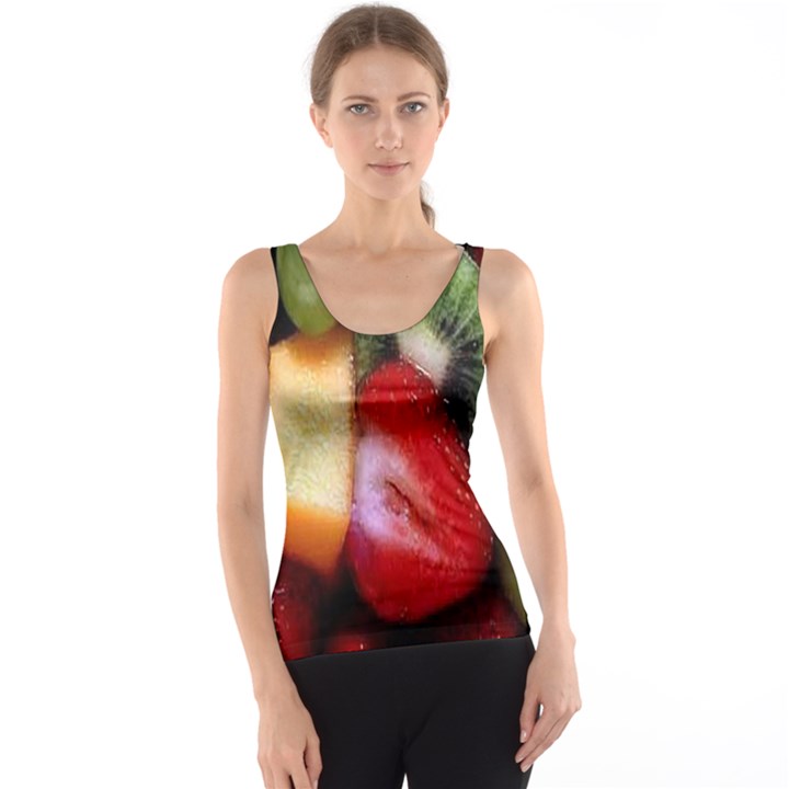 Fruits, Food, Green, Red, Strawberry, Yellow Women s Basic Tank Top