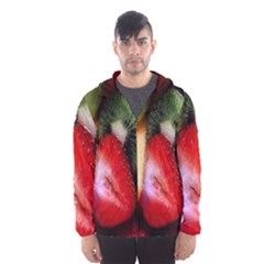 Fruits, Food, Green, Red, Strawberry, Yellow Men s Hooded Windbreaker