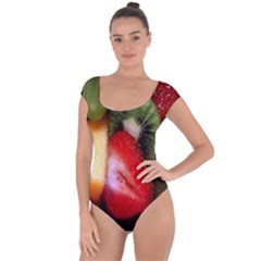 Fruits, Food, Green, Red, Strawberry, Yellow Short Sleeve Leotard  by nateshop