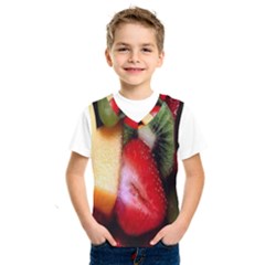 Fruits, Food, Green, Red, Strawberry, Yellow Kids  Basketball Tank Top by nateshop