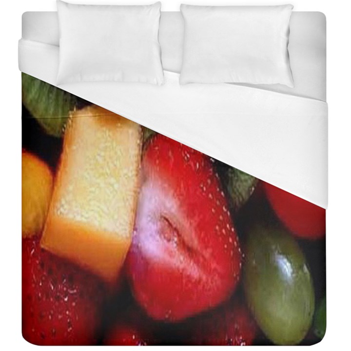 Fruits, Food, Green, Red, Strawberry, Yellow Duvet Cover (King Size)