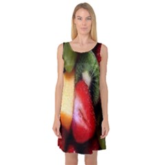 Fruits, Food, Green, Red, Strawberry, Yellow Sleeveless Satin Nightdress by nateshop