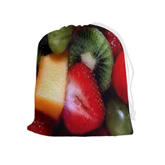 Fruits, Food, Green, Red, Strawberry, Yellow Drawstring Pouch (xl) by nateshop