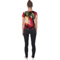 Fruits, Food, Green, Red, Strawberry, Yellow Short Sleeve Sports Top  View2