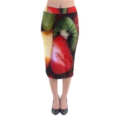 Fruits, Food, Green, Red, Strawberry, Yellow Midi Pencil Skirt by nateshop