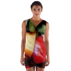 Fruits, Food, Green, Red, Strawberry, Yellow Wrap Front Bodycon Dress by nateshop