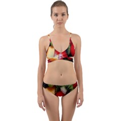 Fruits, Food, Green, Red, Strawberry, Yellow Wrap Around Bikini Set by nateshop