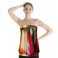 Fruits, Food, Green, Red, Strawberry, Yellow Strapless Top by nateshop