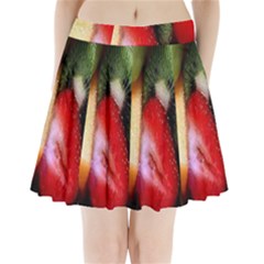 Fruits, Food, Green, Red, Strawberry, Yellow Pleated Mini Skirt by nateshop