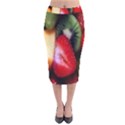 Fruits, Food, Green, Red, Strawberry, Yellow Velvet Midi Pencil Skirt View1