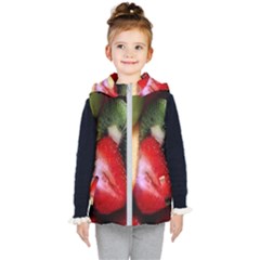 Fruits, Food, Green, Red, Strawberry, Yellow Kids  Hooded Puffer Vest by nateshop